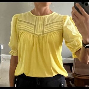 Yellow J. Crew puffed sleeve top